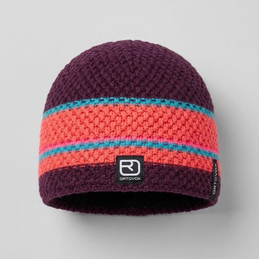 Ortovox Multicoloured Crochet Style Merino Wool Beanie Winter Outdoor Gorpcore